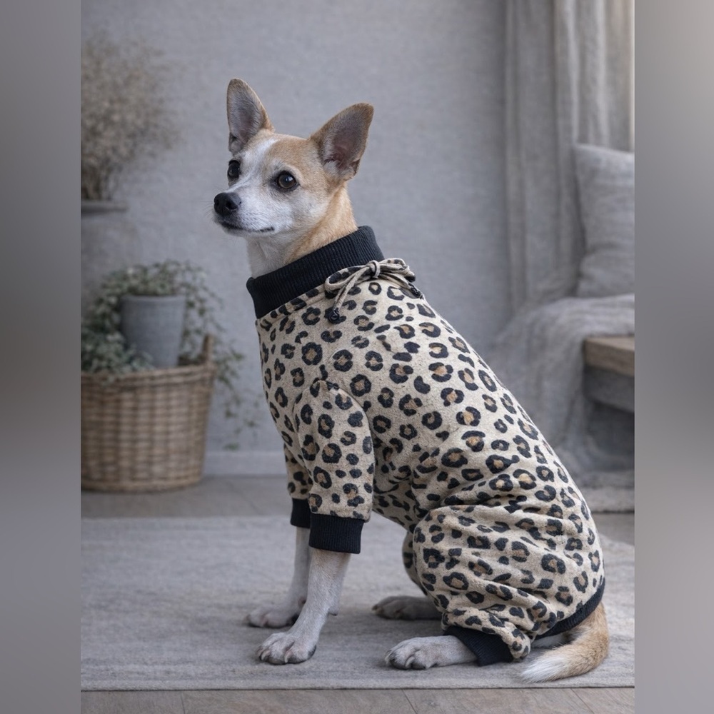 Upcycled Handcrafted Leopard Print Dog Sweater | Edgy Chic Street Style Medium